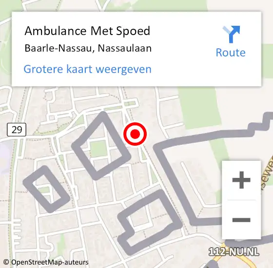 Locatie op kaart van de 112 melding: Ambulance Met Spoed Naar Baarle-Nassau, Nassaulaan op 31 oktober 2019 18:30