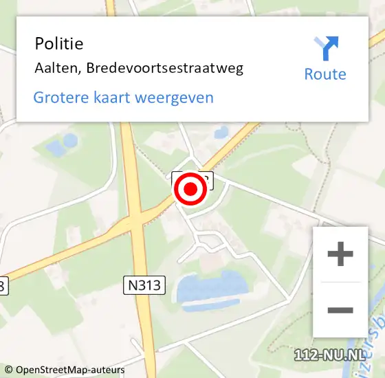 Locatie op kaart van de 112 melding: Politie Aalten, Bredevoortsestraatweg op 31 oktober 2019 18:34