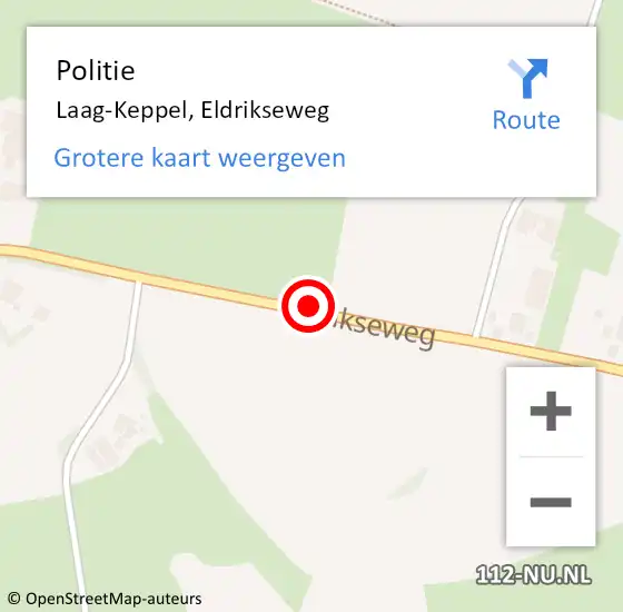 Locatie op kaart van de 112 melding: Politie Laag-Keppel, Eldrikseweg op 31 oktober 2019 19:20