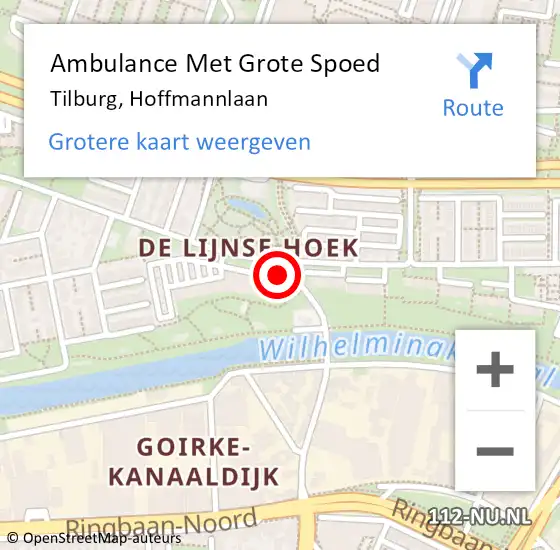 Locatie op kaart van de 112 melding: Ambulance Met Grote Spoed Naar Tilburg, Hoffmannlaan op 31 oktober 2019 22:13