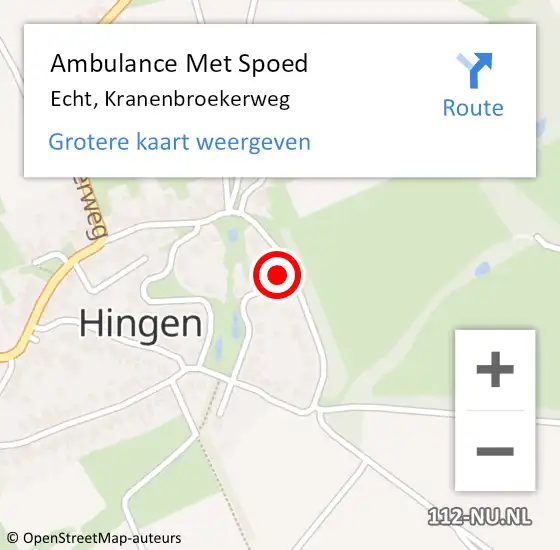 Locatie op kaart van de 112 melding: Ambulance Met Spoed Naar Echt, Kranenbroekerweg op 31 oktober 2019 22:37