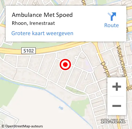 Locatie op kaart van de 112 melding: Ambulance Met Spoed Naar Rhoon, Irenestraat op 31 oktober 2019 23:05