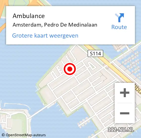 Locatie op kaart van de 112 melding: Ambulance Amsterdam, Pedro De Medinalaan op 1 november 2019 00:04