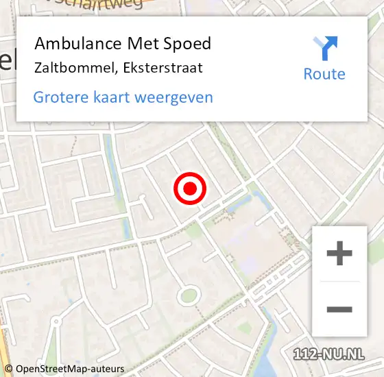 Locatie op kaart van de 112 melding: Ambulance Met Spoed Naar Zaltbommel, Eksterstraat op 1 november 2019 00:19