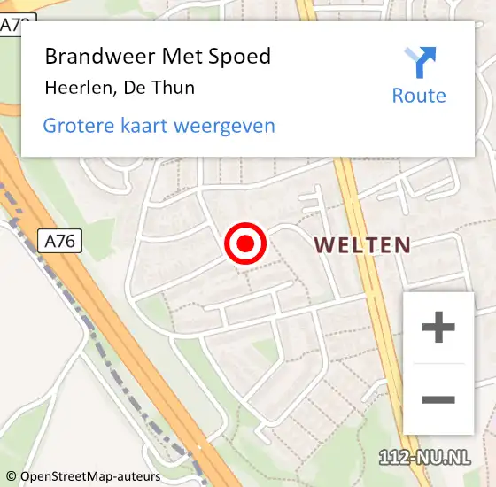 Locatie op kaart van de 112 melding: Brandweer Met Spoed Naar Heerlen, De Thun op 1 november 2019 01:10