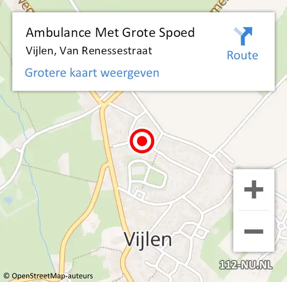 Locatie op kaart van de 112 melding: Ambulance Met Grote Spoed Naar Vijlen, Van Renessestraat op 18 april 2014 11:55