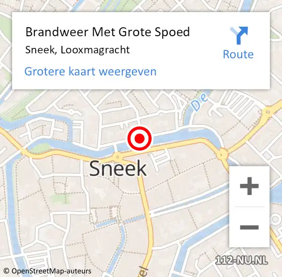 Locatie op kaart van de 112 melding: Brandweer Met Grote Spoed Naar Sneek, Looxmagracht op 1 november 2019 02:55