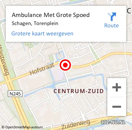 Locatie op kaart van de 112 melding: Ambulance Met Grote Spoed Naar Schagen, Torenplein op 1 november 2019 03:58