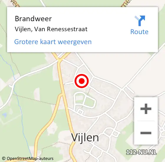 Locatie op kaart van de 112 melding: Brandweer Vijlen, Van Renessestraat op 18 april 2014 12:01