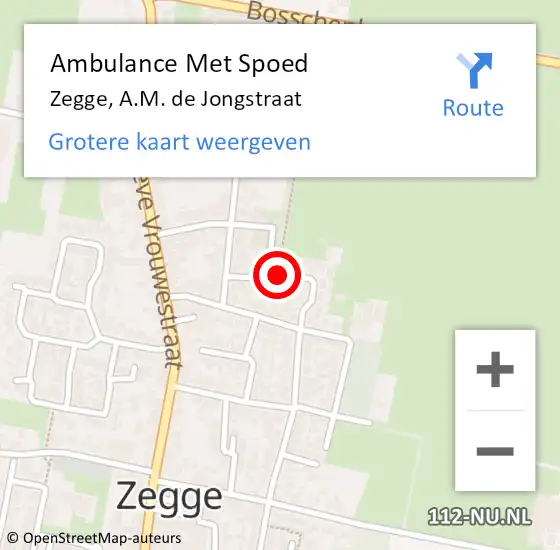 Locatie op kaart van de 112 melding: Ambulance Met Spoed Naar Zegge, A.M. de Jongstraat op 1 november 2019 08:11