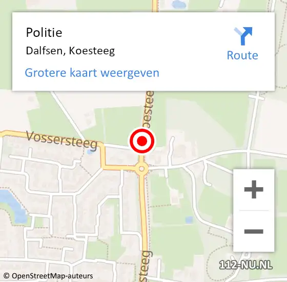 Locatie op kaart van de 112 melding: Politie Dalfsen, Koesteeg op 1 november 2019 08:51