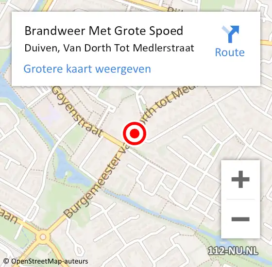 Locatie op kaart van de 112 melding: Brandweer Met Grote Spoed Naar Duiven, Van Dorth Tot Medlerstraat op 1 november 2019 09:05