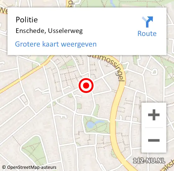 Locatie op kaart van de 112 melding: Politie Enschede, Usselerweg op 1 november 2019 09:10