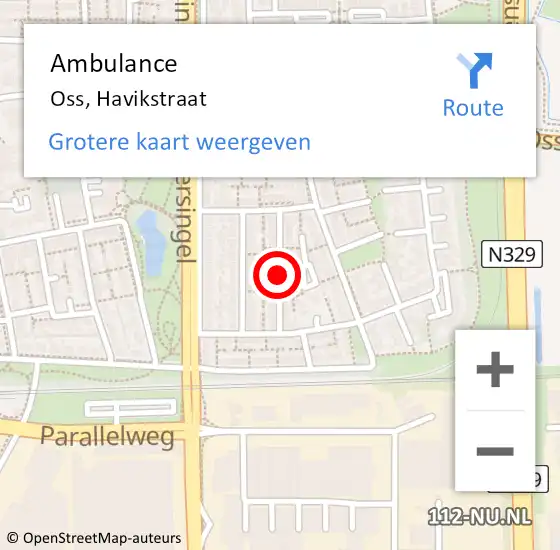 Locatie op kaart van de 112 melding: Ambulance Oss, Havikstraat op 1 november 2019 09:25