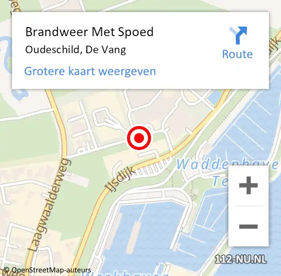 Locatie op kaart van de 112 melding: Brandweer Met Spoed Naar Oudeschild, De Vang op 1 november 2019 10:16