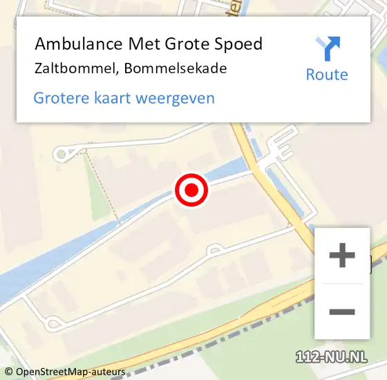 Locatie op kaart van de 112 melding: Ambulance Met Grote Spoed Naar Zaltbommel, Bommelsekade op 1 november 2019 10:21