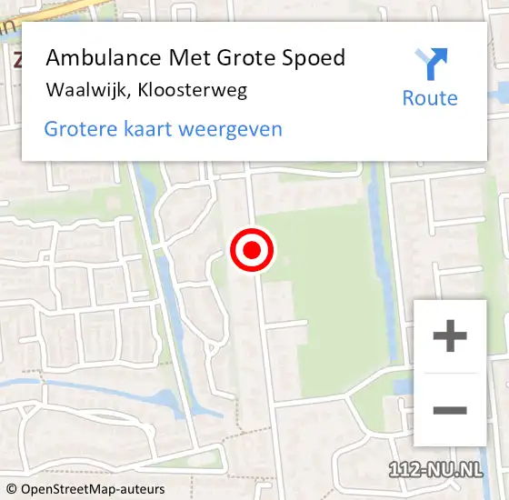 Locatie op kaart van de 112 melding: Ambulance Met Grote Spoed Naar Waalwijk, Kloosterweg op 1 november 2019 10:22