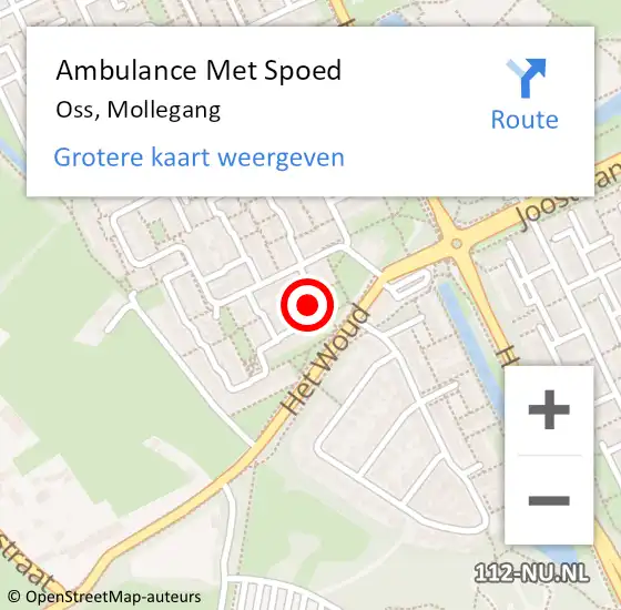 Locatie op kaart van de 112 melding: Ambulance Met Spoed Naar Oss, Mollegang op 1 november 2019 12:06