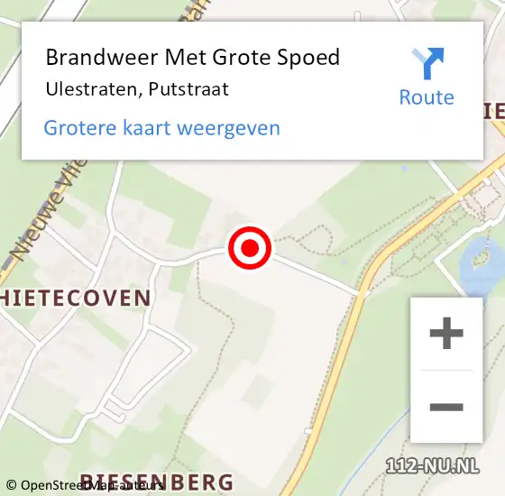 Locatie op kaart van de 112 melding: Brandweer Met Grote Spoed Naar Ulestraten, Putstraat op 1 november 2019 12:19