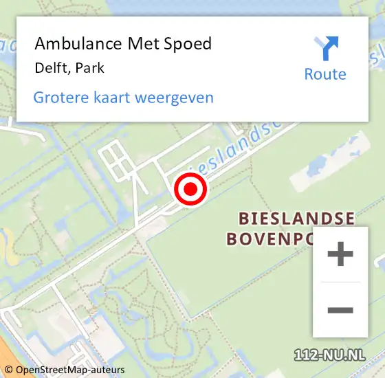 Locatie op kaart van de 112 melding: Ambulance Met Spoed Naar Delft, Park op 1 november 2019 12:56