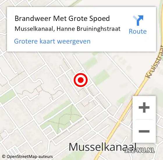 Locatie op kaart van de 112 melding: Brandweer Met Grote Spoed Naar Musselkanaal, Hanne Bruininghstraat op 1 november 2019 14:04