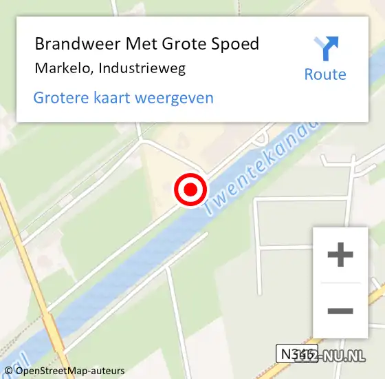 Locatie op kaart van de 112 melding: Brandweer Met Grote Spoed Naar Markelo, Industrieweg op 1 november 2019 14:47