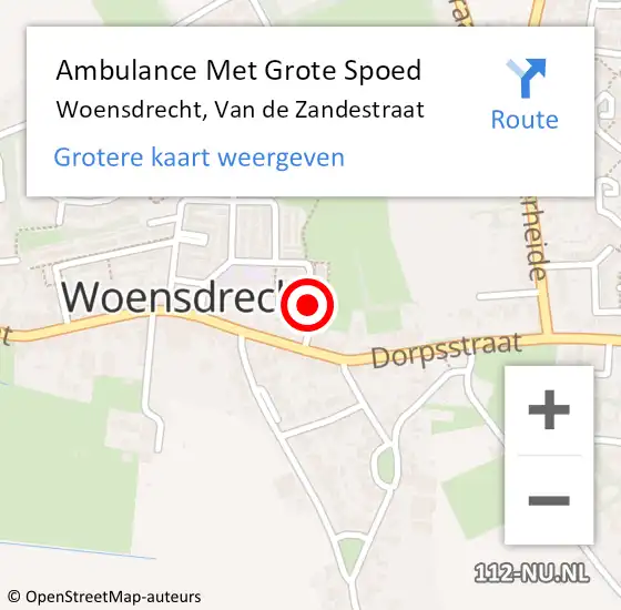 Locatie op kaart van de 112 melding: Ambulance Met Grote Spoed Naar Woensdrecht, Van de Zandestraat op 1 november 2019 14:50