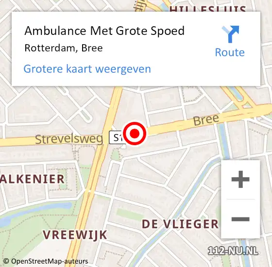Locatie op kaart van de 112 melding: Ambulance Met Grote Spoed Naar Rotterdam, Bree op 1 november 2019 14:52