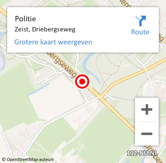 Locatie op kaart van de 112 melding: Politie Zeist, Driebergseweg op 1 november 2019 15:00