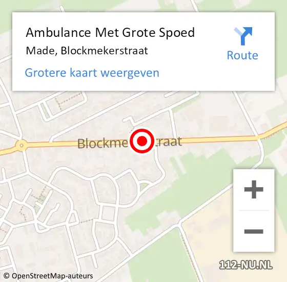 Locatie op kaart van de 112 melding: Ambulance Met Grote Spoed Naar Made, Blockmekerstraat op 1 november 2019 17:26