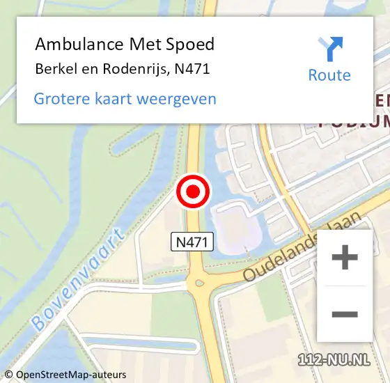 Locatie op kaart van de 112 melding: Ambulance Met Spoed Naar Berkel en Rodenrijs, N471 op 1 november 2019 17:49