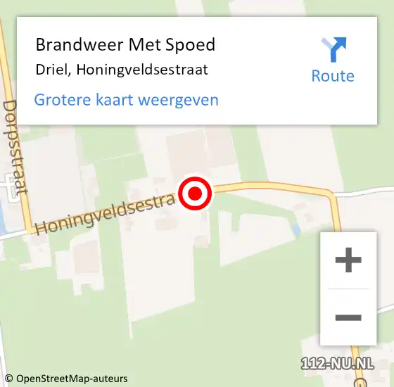 Locatie op kaart van de 112 melding: Brandweer Met Spoed Naar Driel, Honingveldsestraat op 1 november 2019 17:57