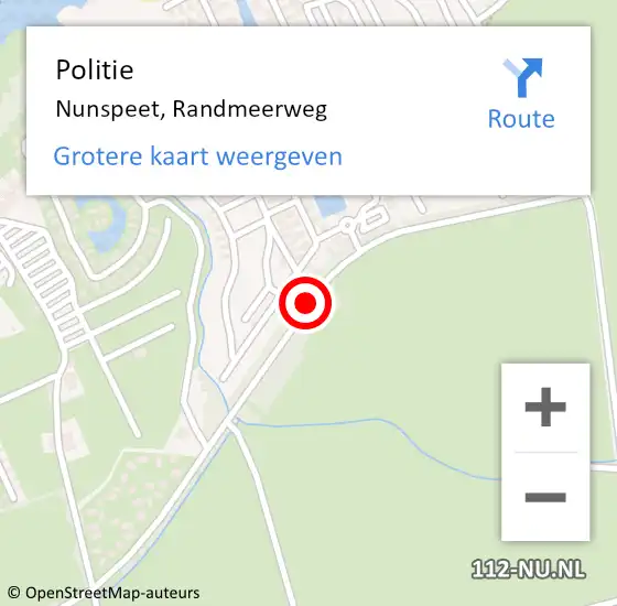 Locatie op kaart van de 112 melding: Politie Nunspeet, Randmeerweg op 1 november 2019 18:26