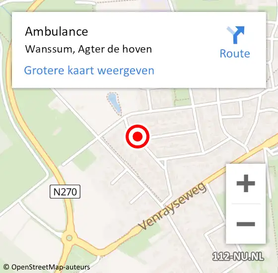 Locatie op kaart van de 112 melding: Ambulance Wanssum, Agter de hoven op 18 april 2014 13:11