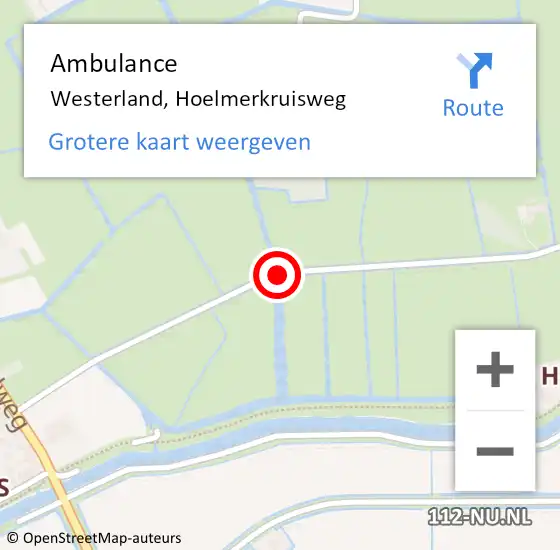 Locatie op kaart van de 112 melding: Ambulance Westerland, Hoelmerkruisweg op 1 november 2019 18:57