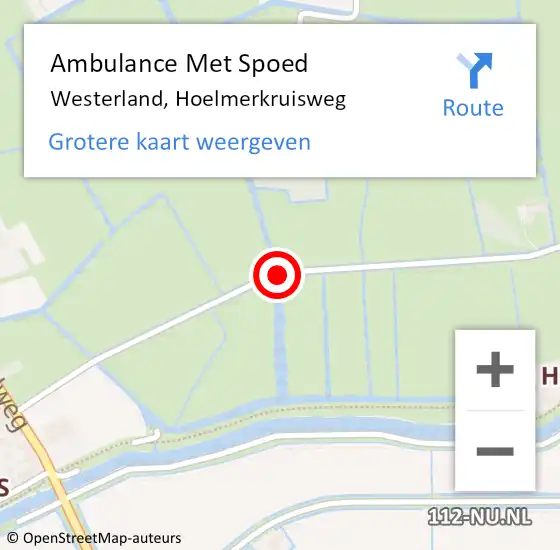 Locatie op kaart van de 112 melding: Ambulance Met Spoed Naar Westerland, Hoelmerkruisweg op 1 november 2019 18:58