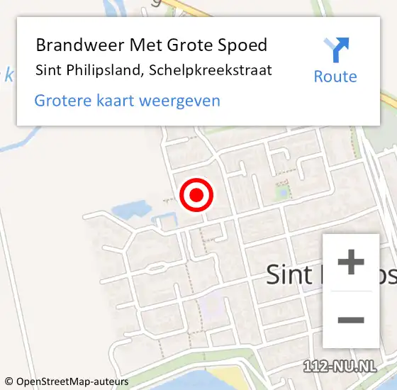 Locatie op kaart van de 112 melding: Brandweer Met Grote Spoed Naar Sint Philipsland, Schelpkreekstraat op 1 november 2019 18:59
