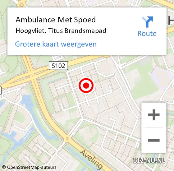 Locatie op kaart van de 112 melding: Ambulance Met Spoed Naar Hoogvliet, Titus Brandsmapad op 1 november 2019 20:23