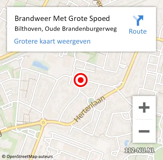 Locatie op kaart van de 112 melding: Brandweer Met Grote Spoed Naar Bilthoven, Oude Brandenburgerweg op 1 november 2019 20:36