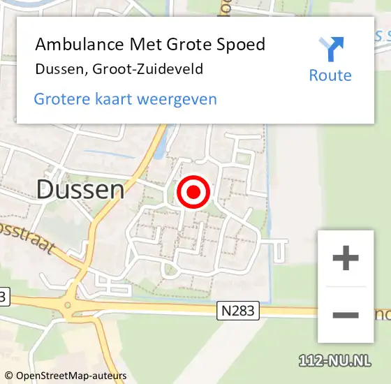 Locatie op kaart van de 112 melding: Ambulance Met Grote Spoed Naar Dussen, Groot-Zuideveld op 1 november 2019 20:41