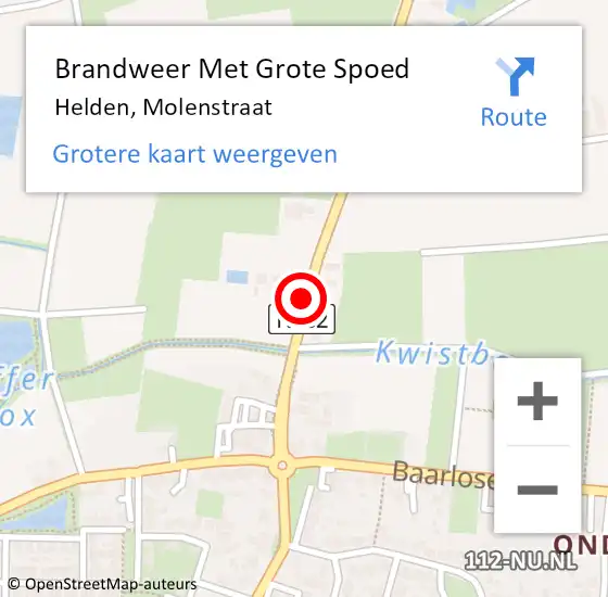 Locatie op kaart van de 112 melding: Brandweer Met Grote Spoed Naar Helden, Molenstraat op 1 november 2019 22:52