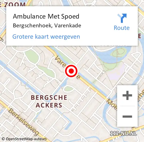 Locatie op kaart van de 112 melding: Ambulance Met Spoed Naar Bergschenhoek, Varenkade op 2 november 2019 00:46