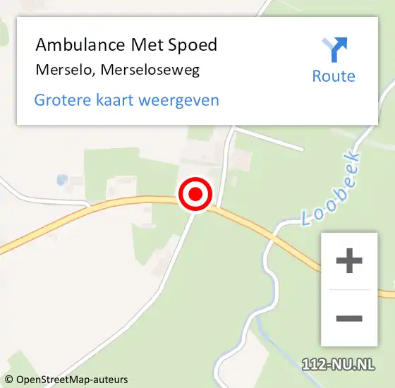 Locatie op kaart van de 112 melding: Ambulance Met Spoed Naar Merselo, Merseloseweg op 18 april 2014 13:46