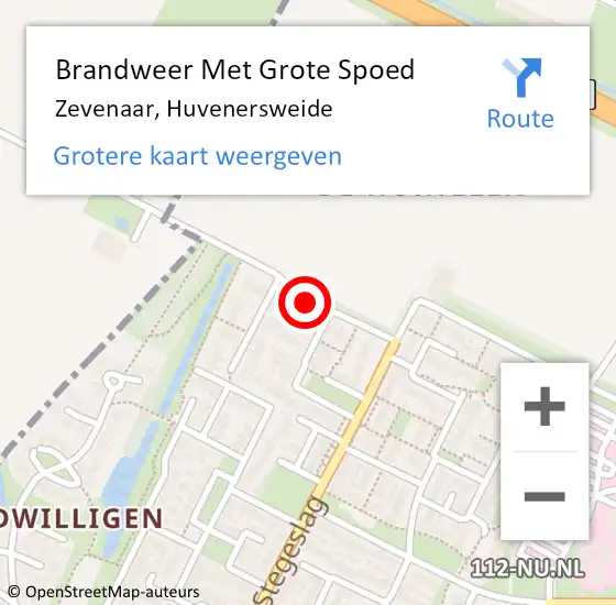 Locatie op kaart van de 112 melding: Brandweer Met Grote Spoed Naar Zevenaar, Huvenersweide op 2 november 2019 05:28