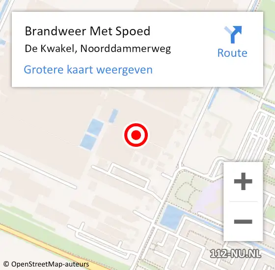 Locatie op kaart van de 112 melding: Brandweer Met Spoed Naar De Kwakel, Noorddammerweg op 2 november 2019 07:32