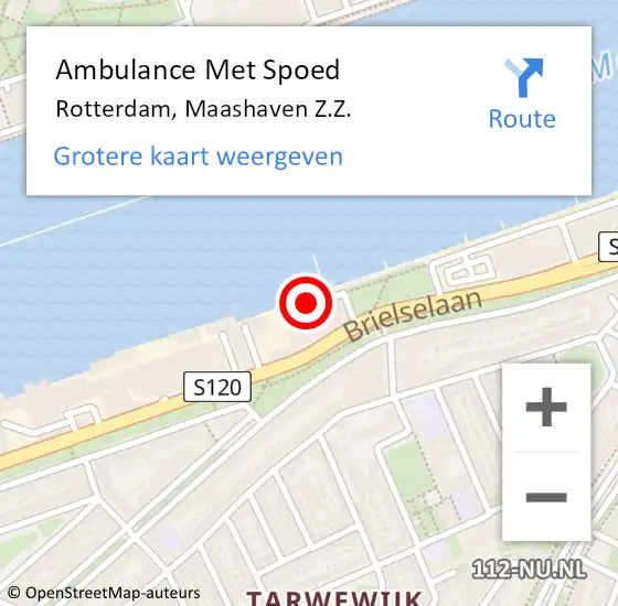 Locatie op kaart van de 112 melding: Ambulance Met Spoed Naar Rotterdam, Maashaven Z.Z. op 2 november 2019 07:59