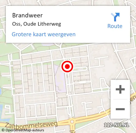 Locatie op kaart van de 112 melding: Brandweer Oss, Oude Litherweg op 2 november 2019 09:03