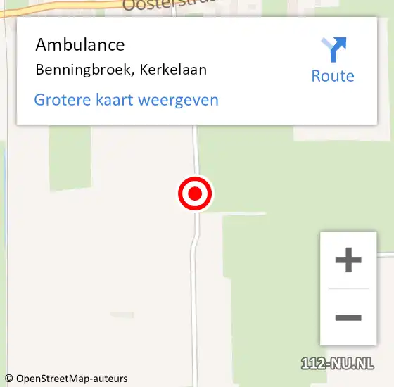 Locatie op kaart van de 112 melding: Ambulance Benningbroek, Kerkelaan op 2 november 2019 09:50