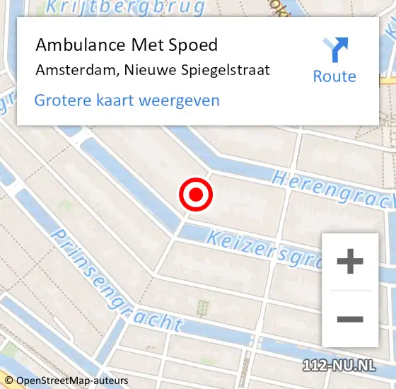 Locatie op kaart van de 112 melding: Ambulance Met Spoed Naar Amsterdam, Nieuwe Spiegelstraat op 2 november 2019 09:55