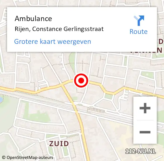 Locatie op kaart van de 112 melding: Ambulance Rijen, Constance Gerlingsstraat op 2 november 2019 10:12